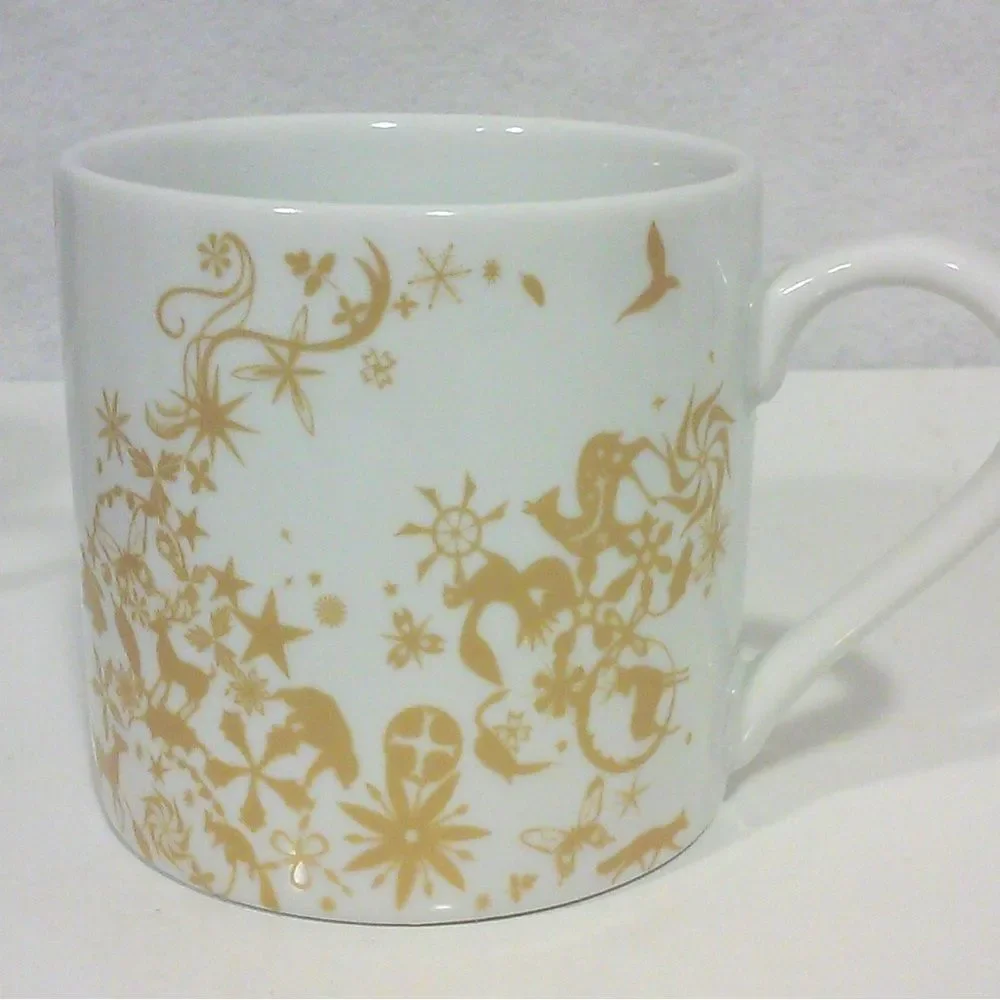 Vintage Tord Boontje Gold Porcelain Coffee Mugs Set of Four